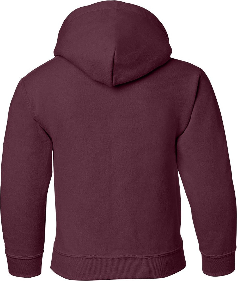 Rear View of Maroon Heavy Blend™ Youth Hooded Sweatshirt - 18500B