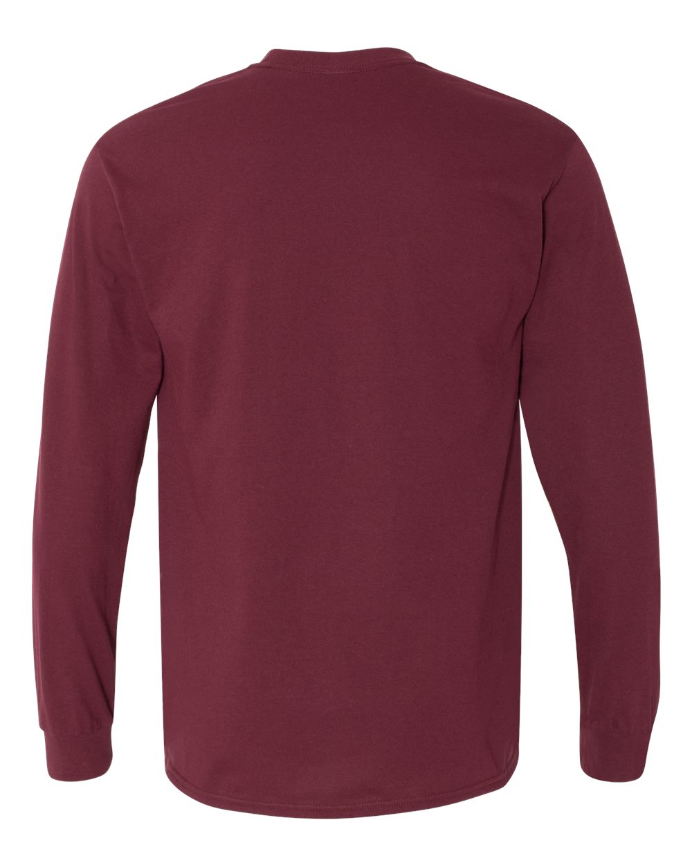 Rear View of Maroon Heavy Cotton™ Long Sleeve T-Shirt - 5400