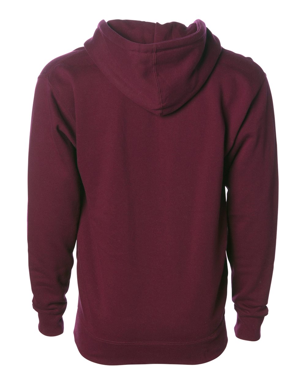 Rear View of Maroon Heavyweight Full-Zip Hooded Sweatshirt - IND4000Z