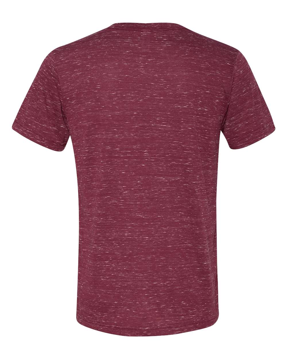 Rear View of Maroon Marble Textured Jersey V-Neck Tee - 3655