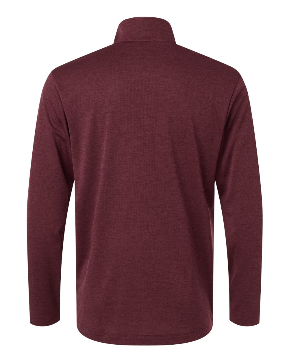 Rear View of Maroon Melange Performance Mélange Quarter-Zip Pullover - 4HM700