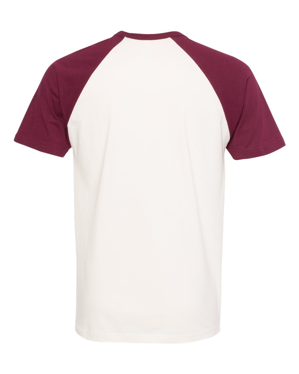 Rear View of Maroon/ Natural Cotton Raglan T-Shirt - 3650