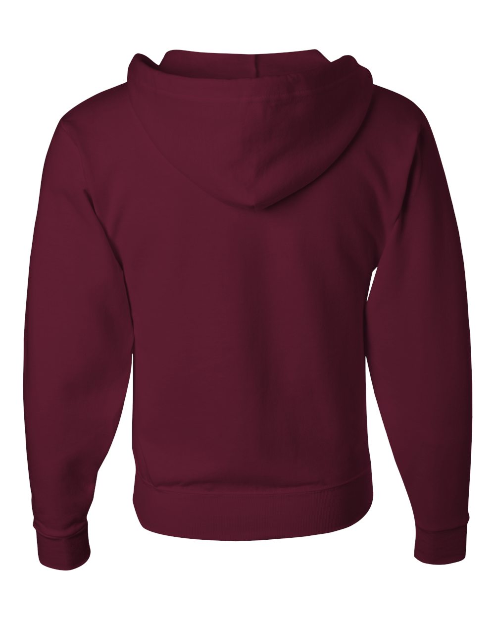 Rear View of Maroon NuBlend® Full-Zip Hooded Sweatshirt - 993MR