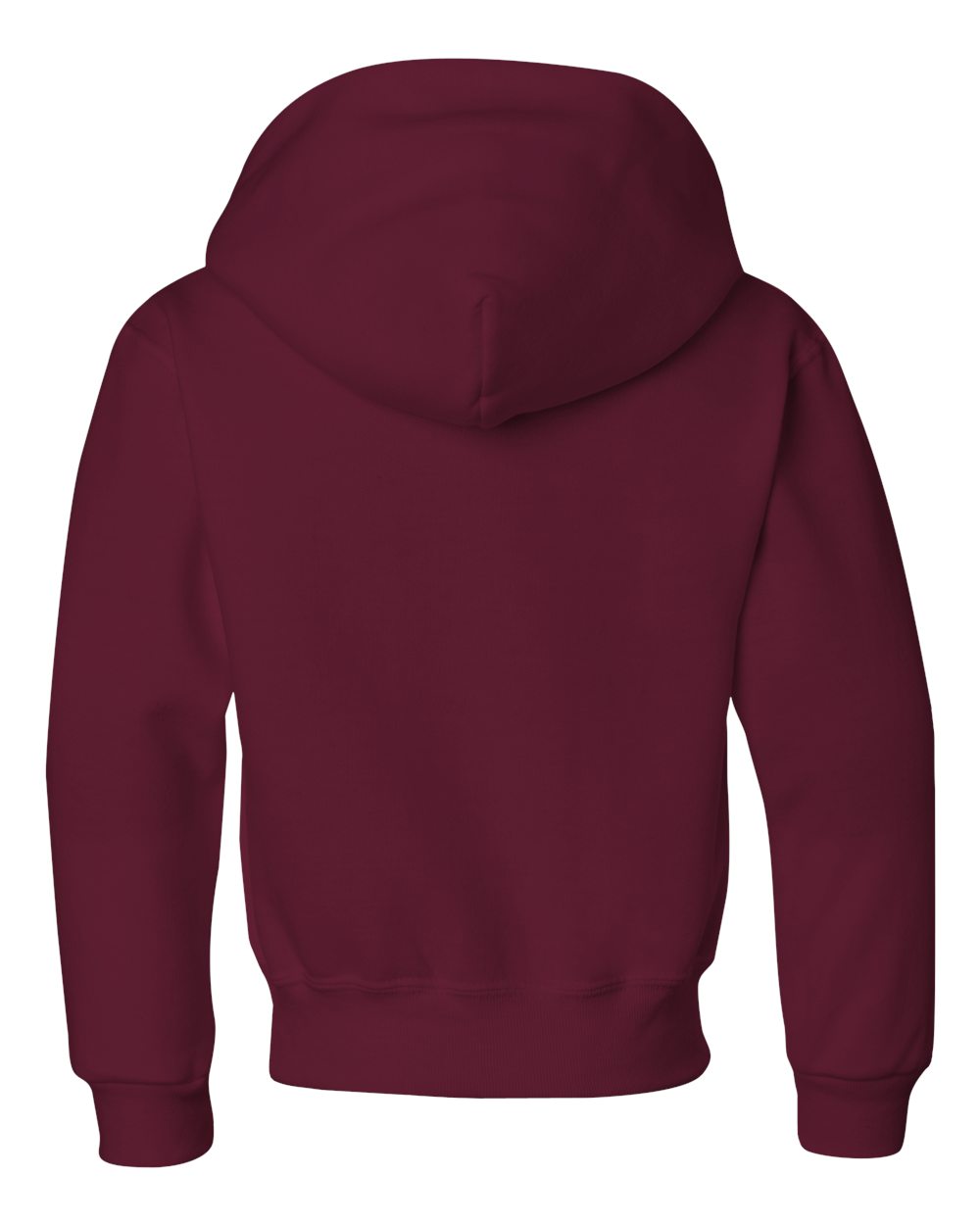 Rear View of Maroon NuBlend® Youth Hooded Sweatshirt - 996YR
