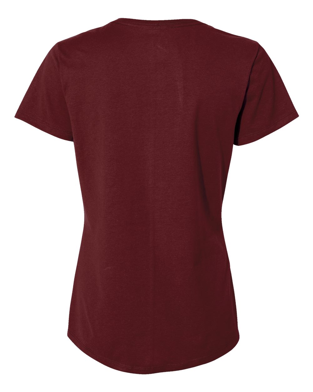 Rear View of Maroon Perfect-T Women’s V-Neck T-Shirt - S04V