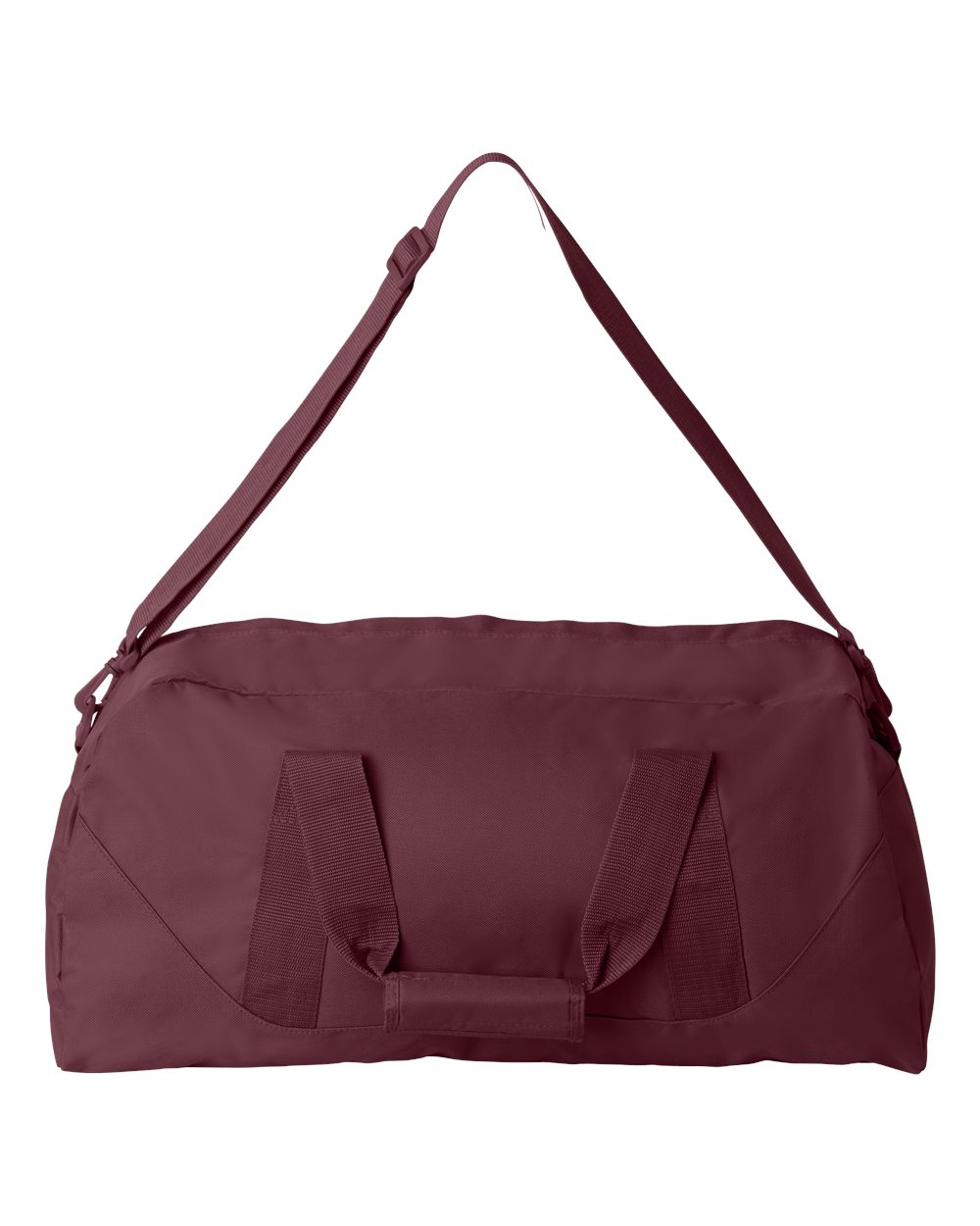 Rear View of Maroon Recycled 23 1/2" Large Duffel Bag - 8806