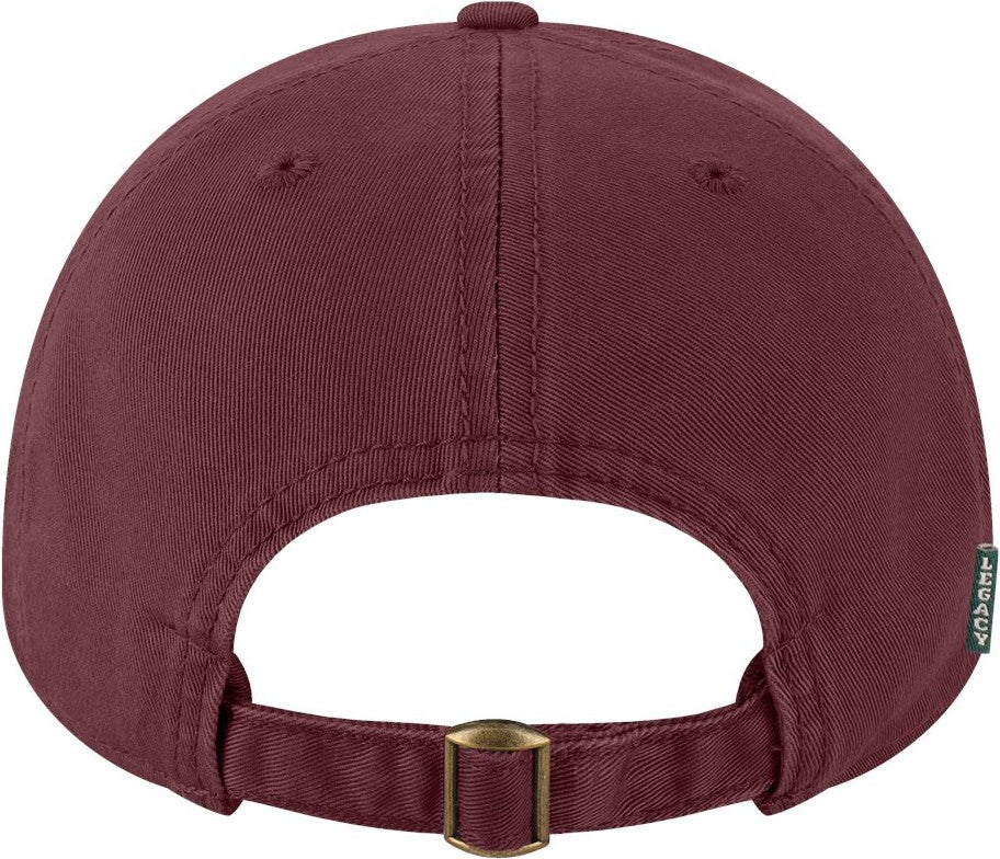 Rear View of Maroon Relaxed Twill Dad Hat - EZA