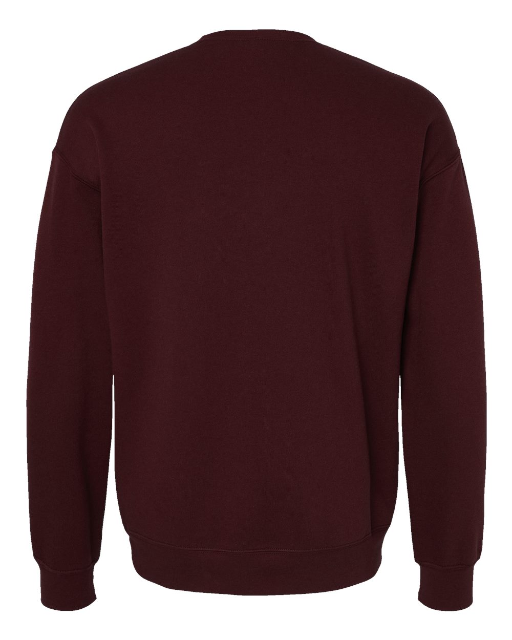Rear View of Maroon Sponge Fleece Drop Shoulder Crewneck Sweatshirt - 3945