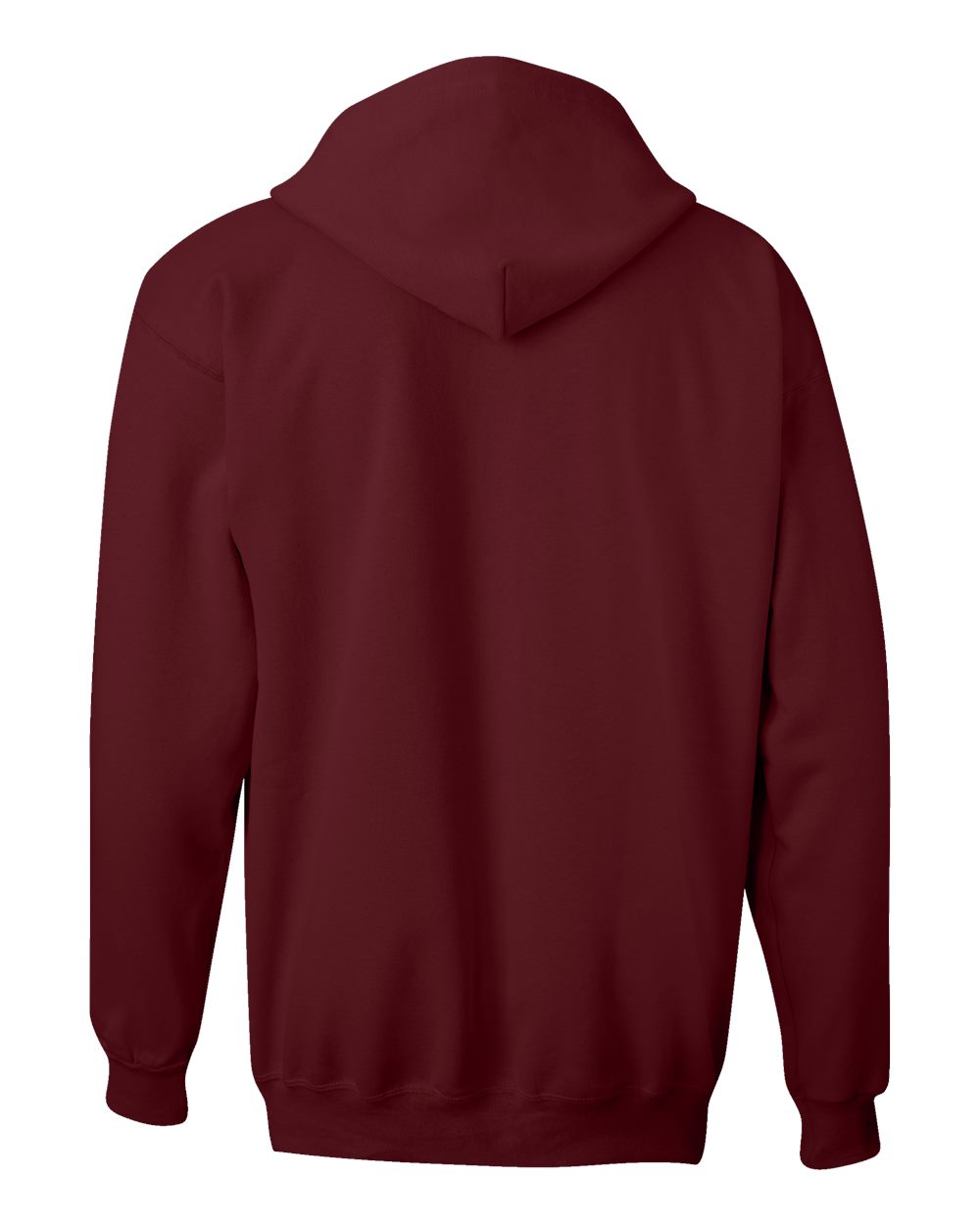 Rear View of Maroon Ultimate Cotton® Full-Zip Hooded Sweatshirt - F280
