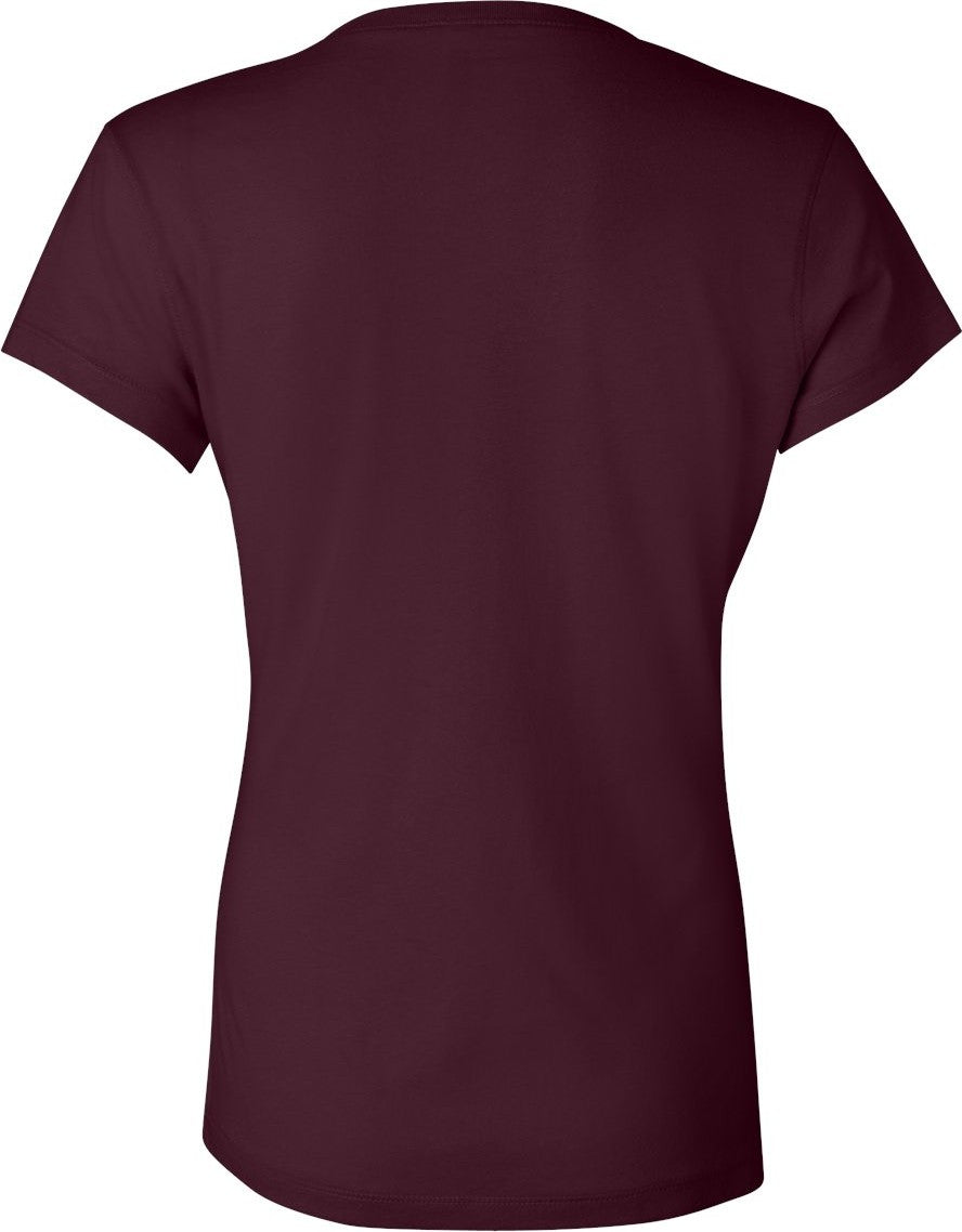 Rear View of Maroon Women’s Jersey V-Neck Tee - 6005