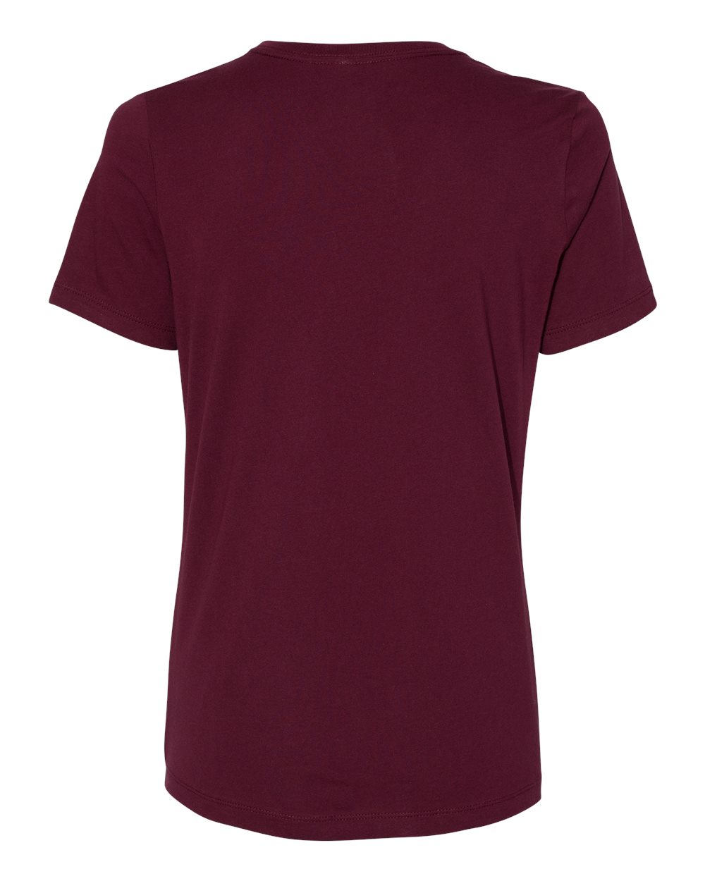 Rear View of Maroon Women’s Relaxed Jersey Tee - 6400