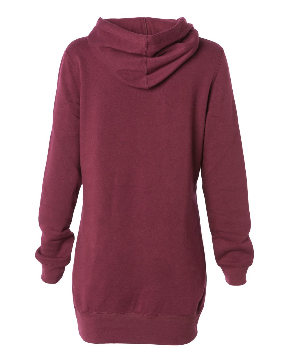 Rear View of Maroon Women’s Special Blend Hooded Sweatshirt Dress - PRM65DRS