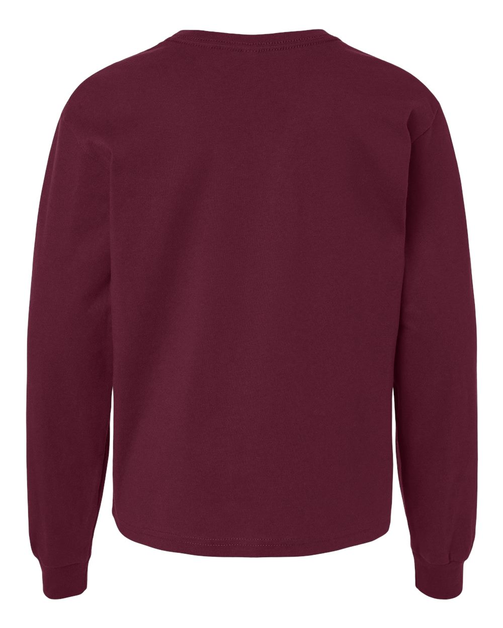 Rear View of Maroon Youth 6oz. Heavyweight Long Sleeve Tee - 3511Y