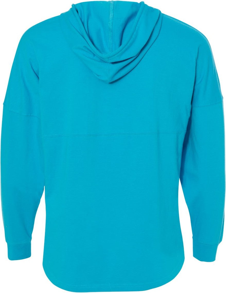 Rear View of Maui Blue Hooded Game Day Jersey T-Shirt - 8228
