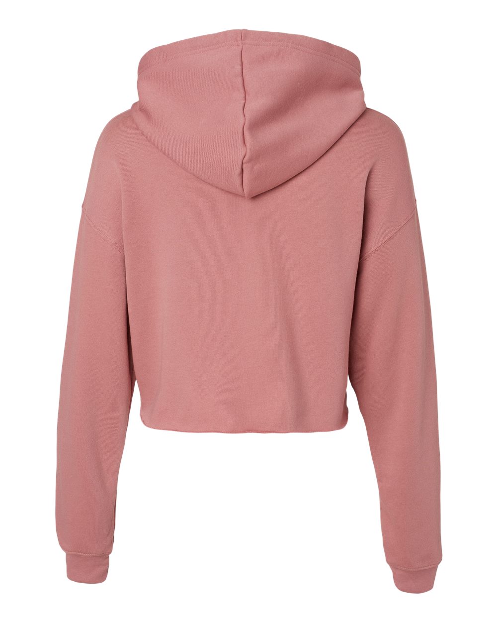 Rear View of Mauve Women's Crop Fleece Hoodie - 7502