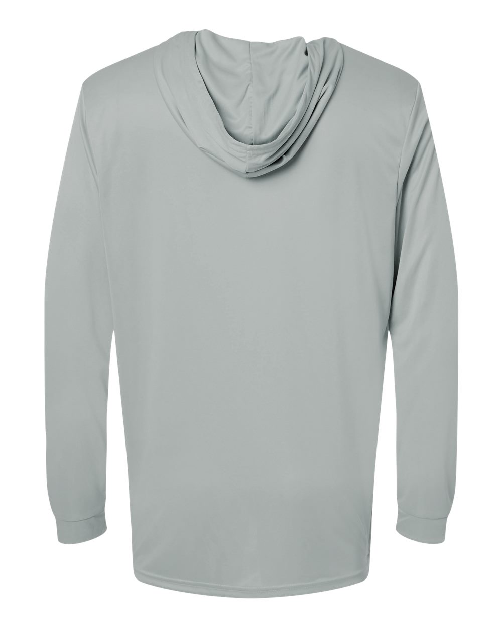 Front View of Medium Grey Bahama Performance Hooded Long Sleeve T-Shirt - 220