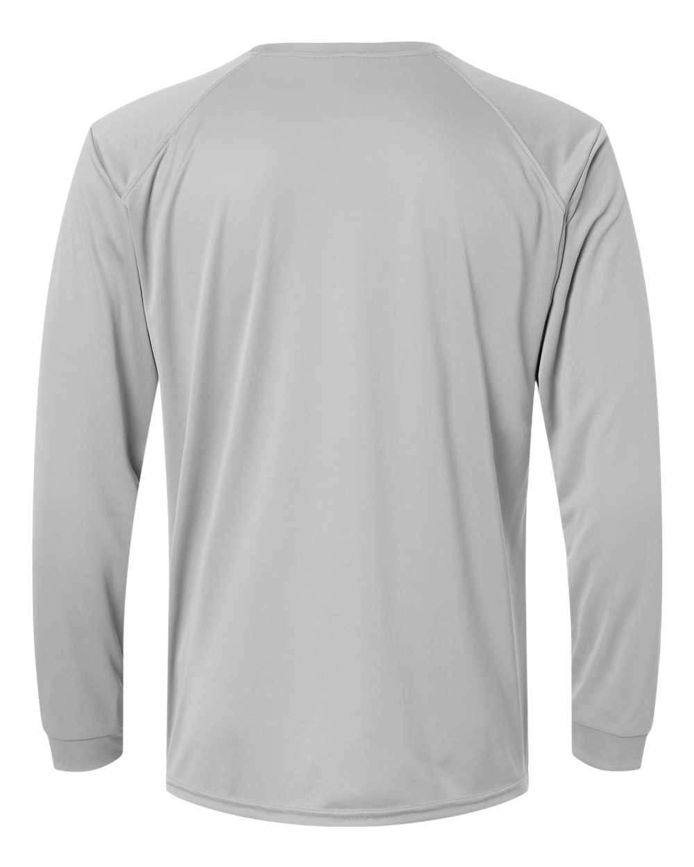 Front View of Medium Grey Long Islander Performance Long Sleeve T-Shirt - 210