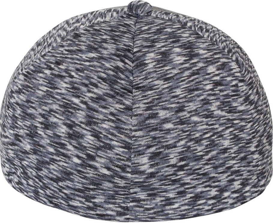 Rear View of Mélange Navy Delta® Seamless Unipanel Cap - 280