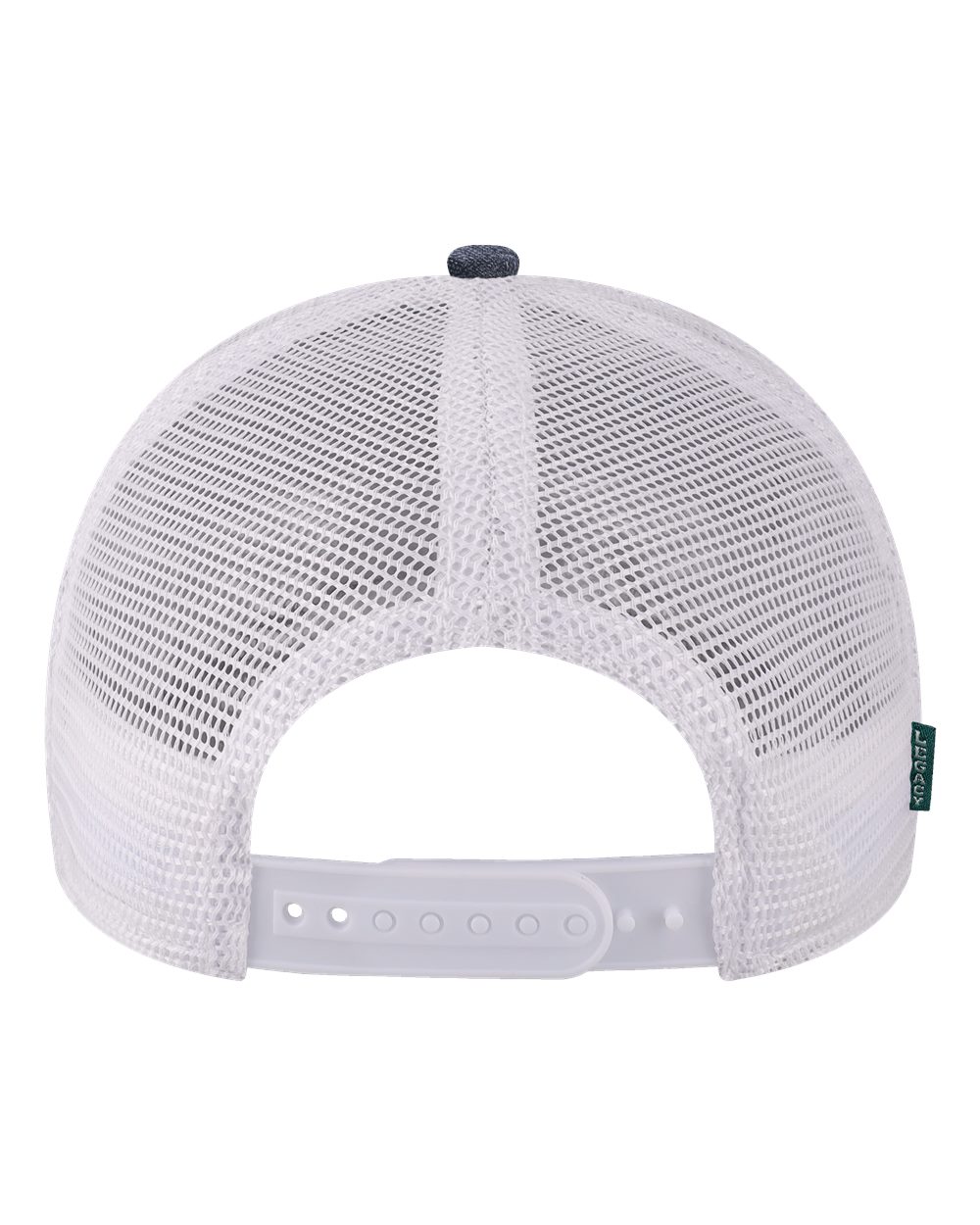 Rear View of Melange Navy/ White Mid-Pro Snapback Trucker Cap - MPS