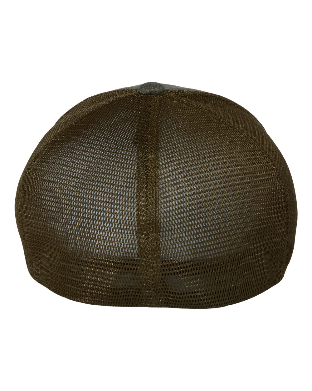 Rear View of Melange Olive Unipanel™ Trucker Cap - 5511UP