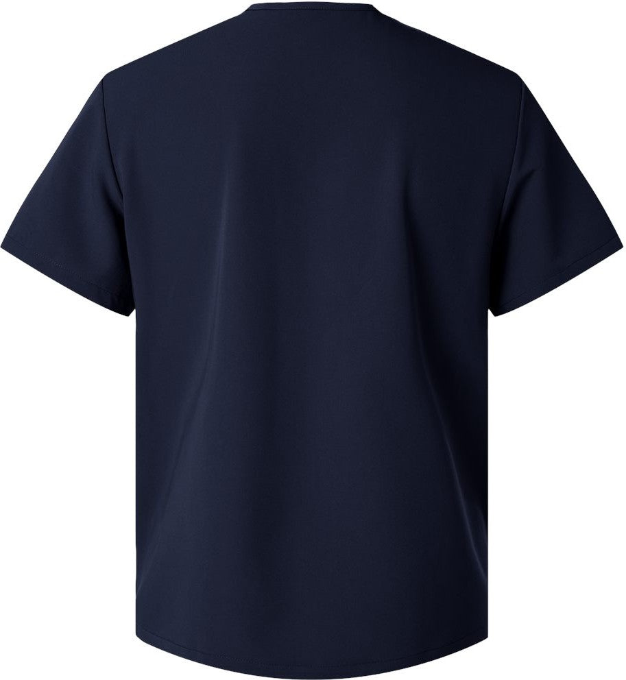 Rear View of Midnight Navy Platt 3-Pocket Scrub V-Neck Top - M10002