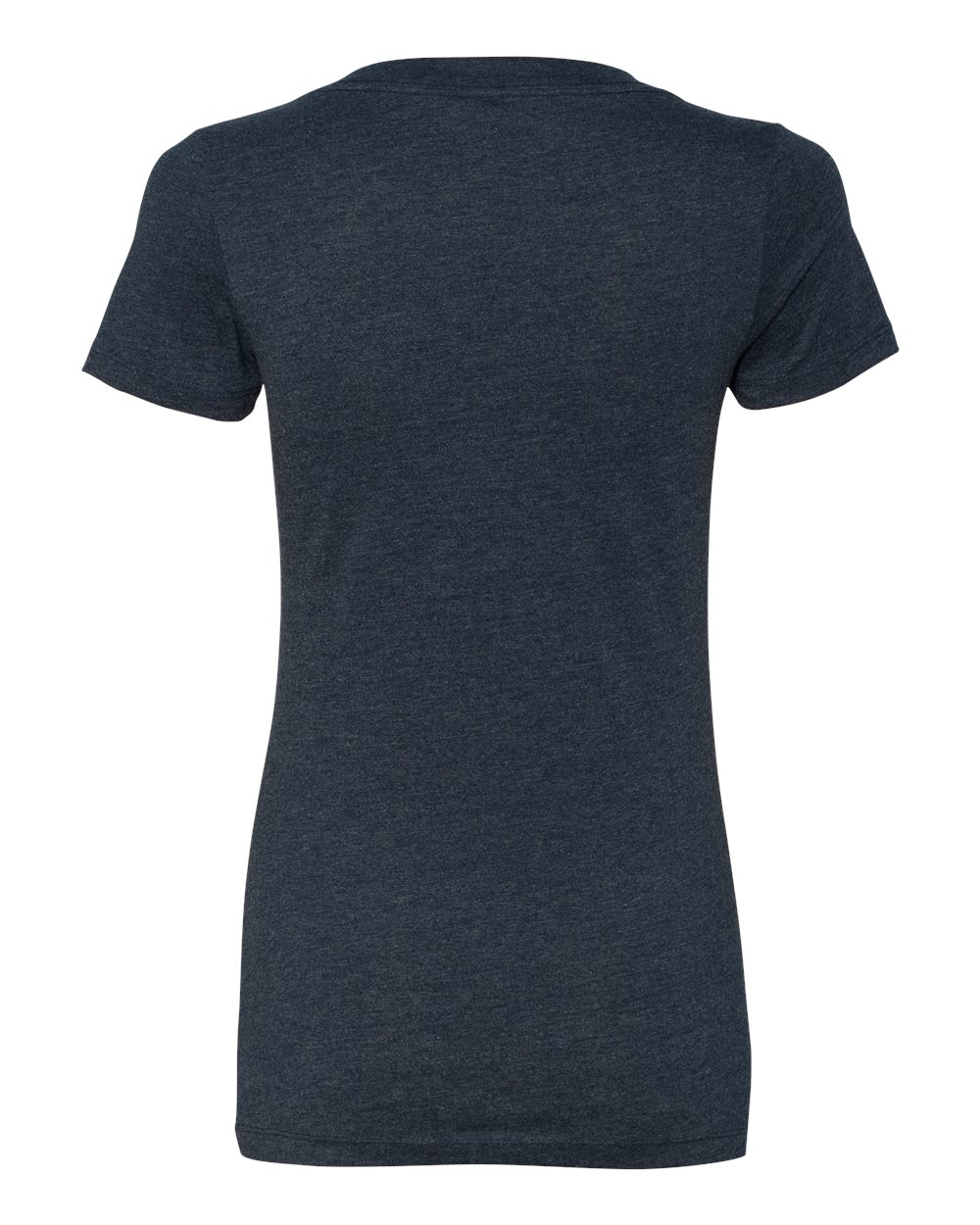Rear View of Midnight Navy Women’s CVC Deep V-Neck T-Shirt - 6640
