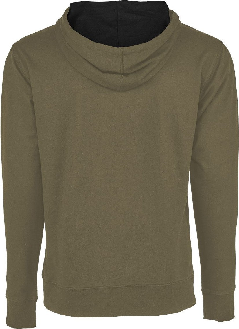 Rear View of Military Green/ Black Laguna Hoodie - 9301