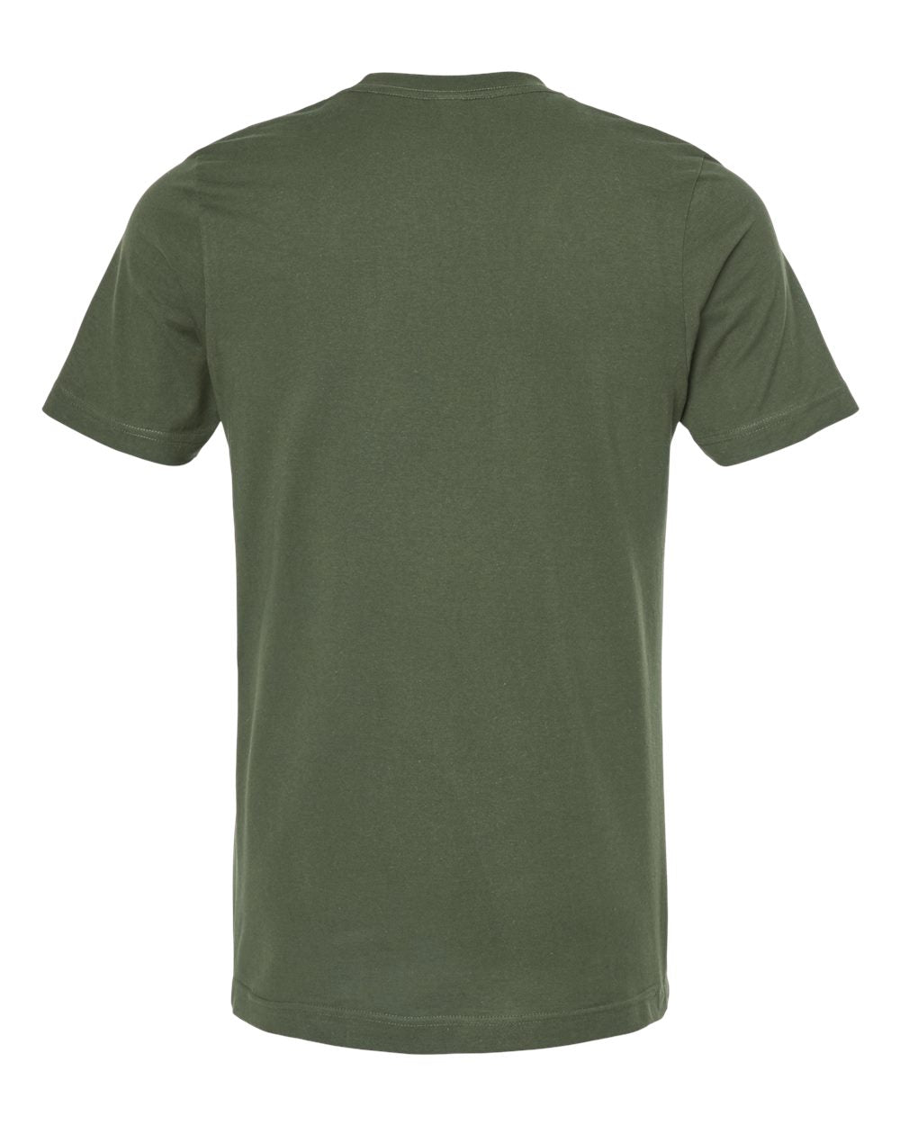 Rear View of Military Green Combed Cotton T-Shirt - 602