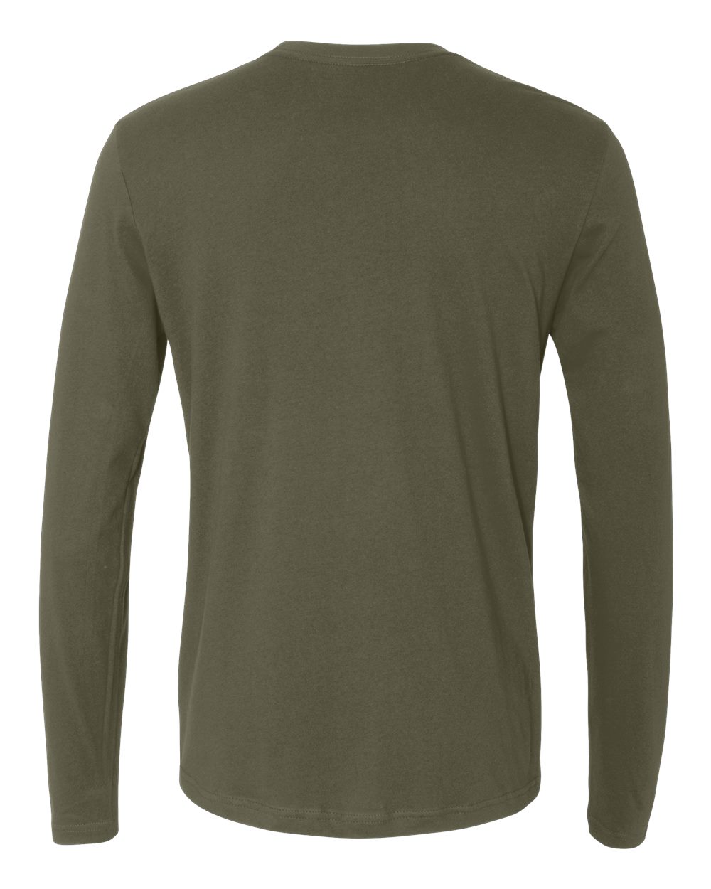 Rear View of Military Green Cotton Long Sleeve T-Shirt - 3601