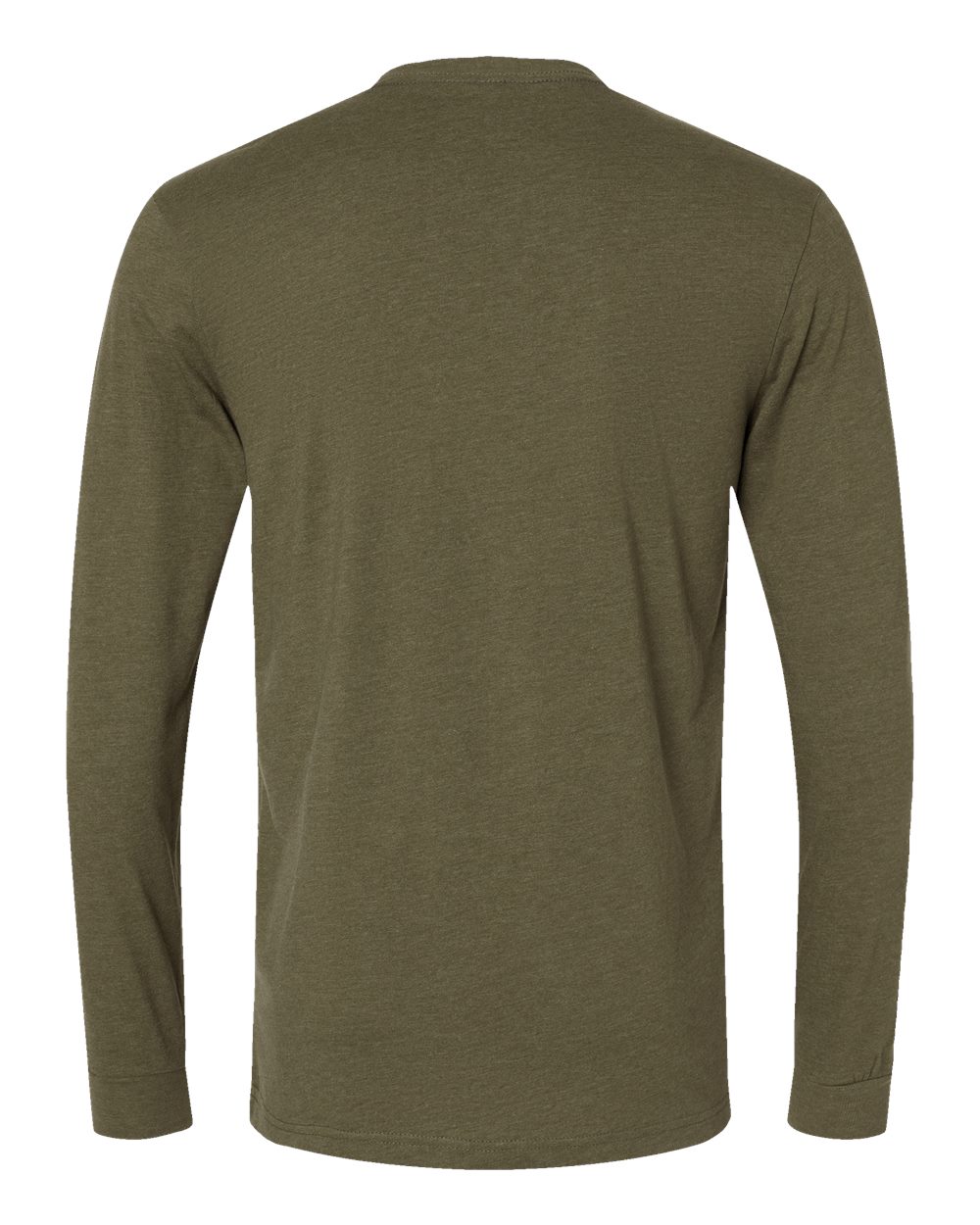 Rear View of Military Green CVC Long Sleeve T-Shirt - 6211