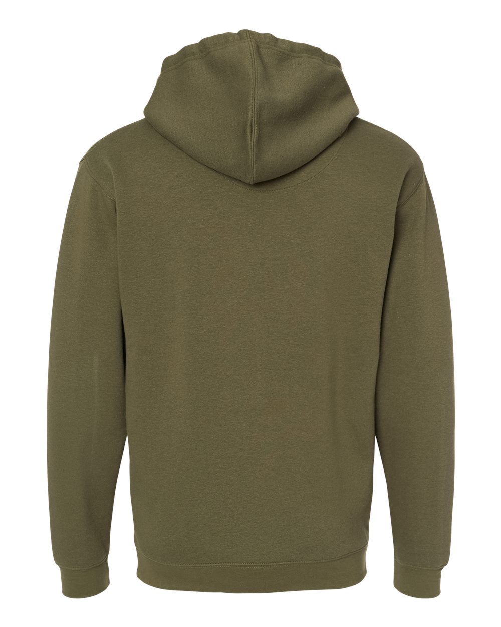 Rear View of Military Green Elevated Fleece Basic Hoodie - 6926