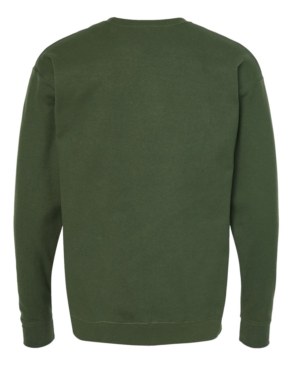 Rear View of Military Green Fleece Crewneck Sweatshirt - 340