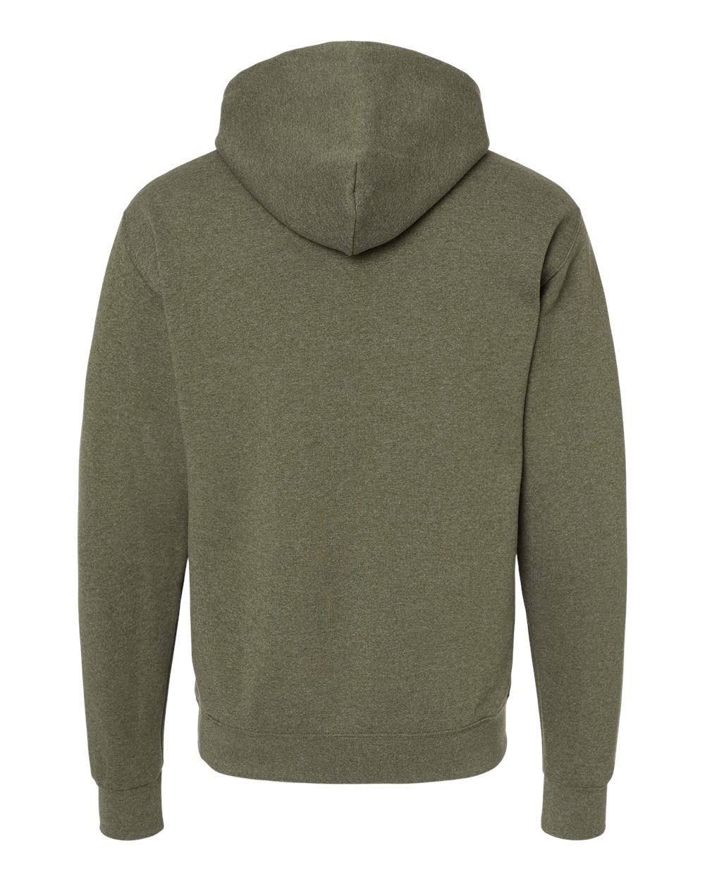 Rear View of Military Green Heather NuBlend® Hooded Sweatshirt - 996MR