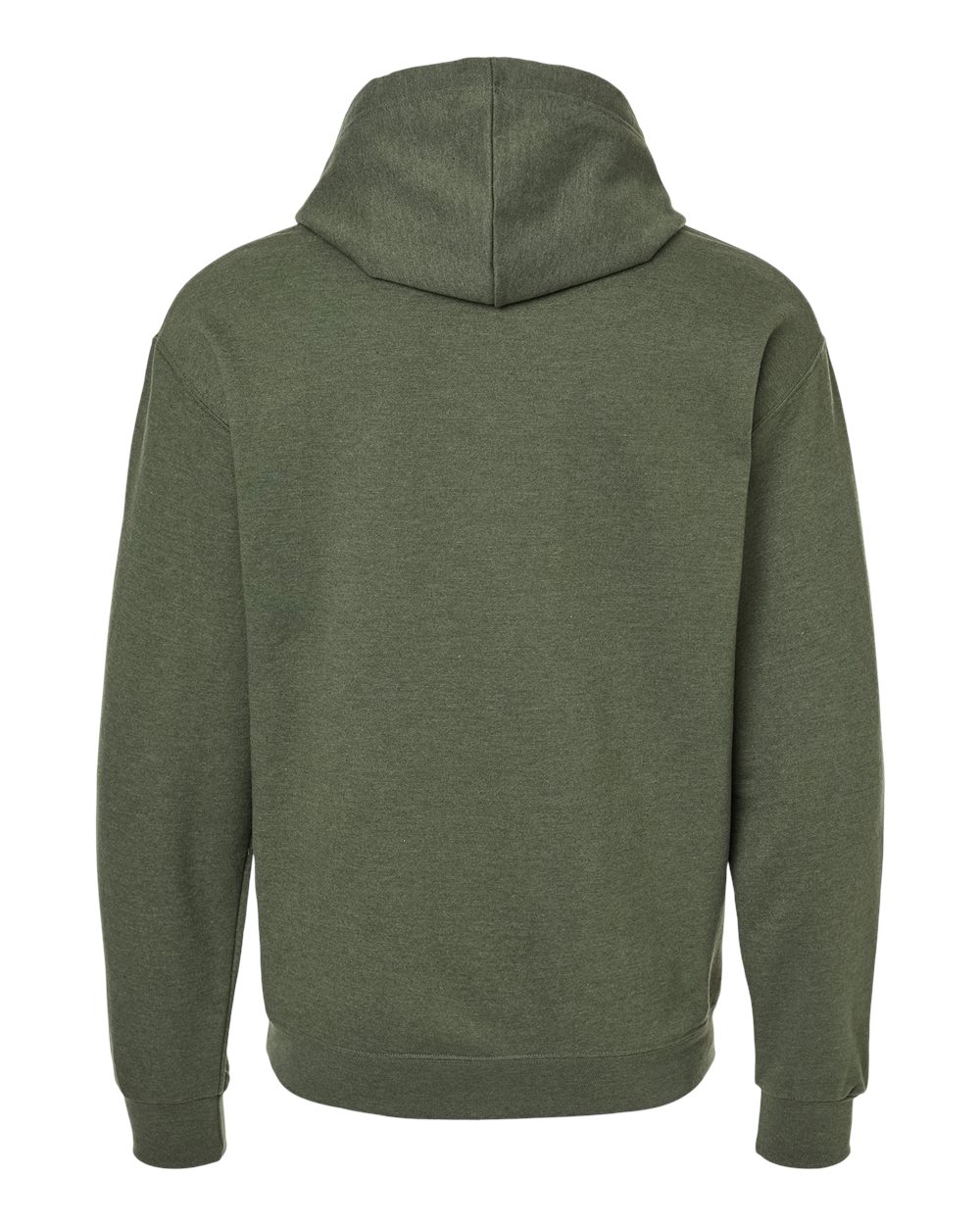 Rear View of Military Green Heather Ultimate CVC Hooded Sweatshirt - IC49MR