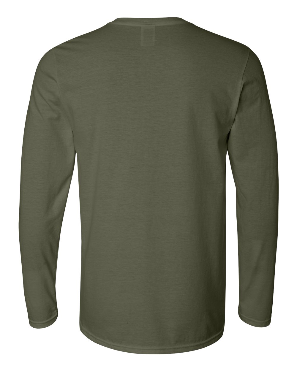 Rear View of Military Green Softstyle® Long Sleeve T-Shirt - 64400