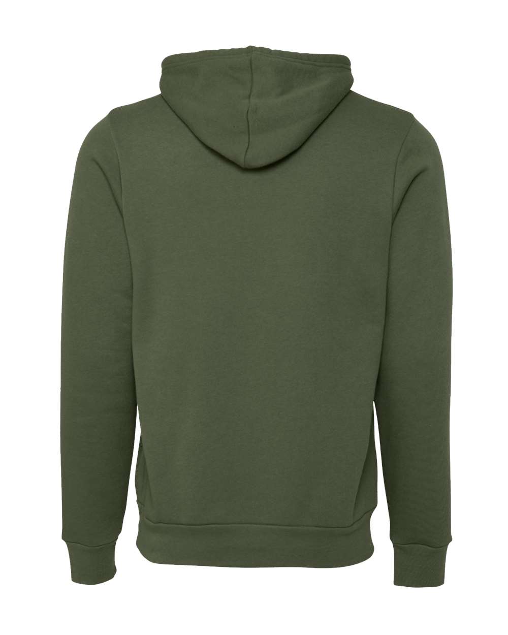 Rear View of Military Green Sponge Fleece Hoodie - 3719