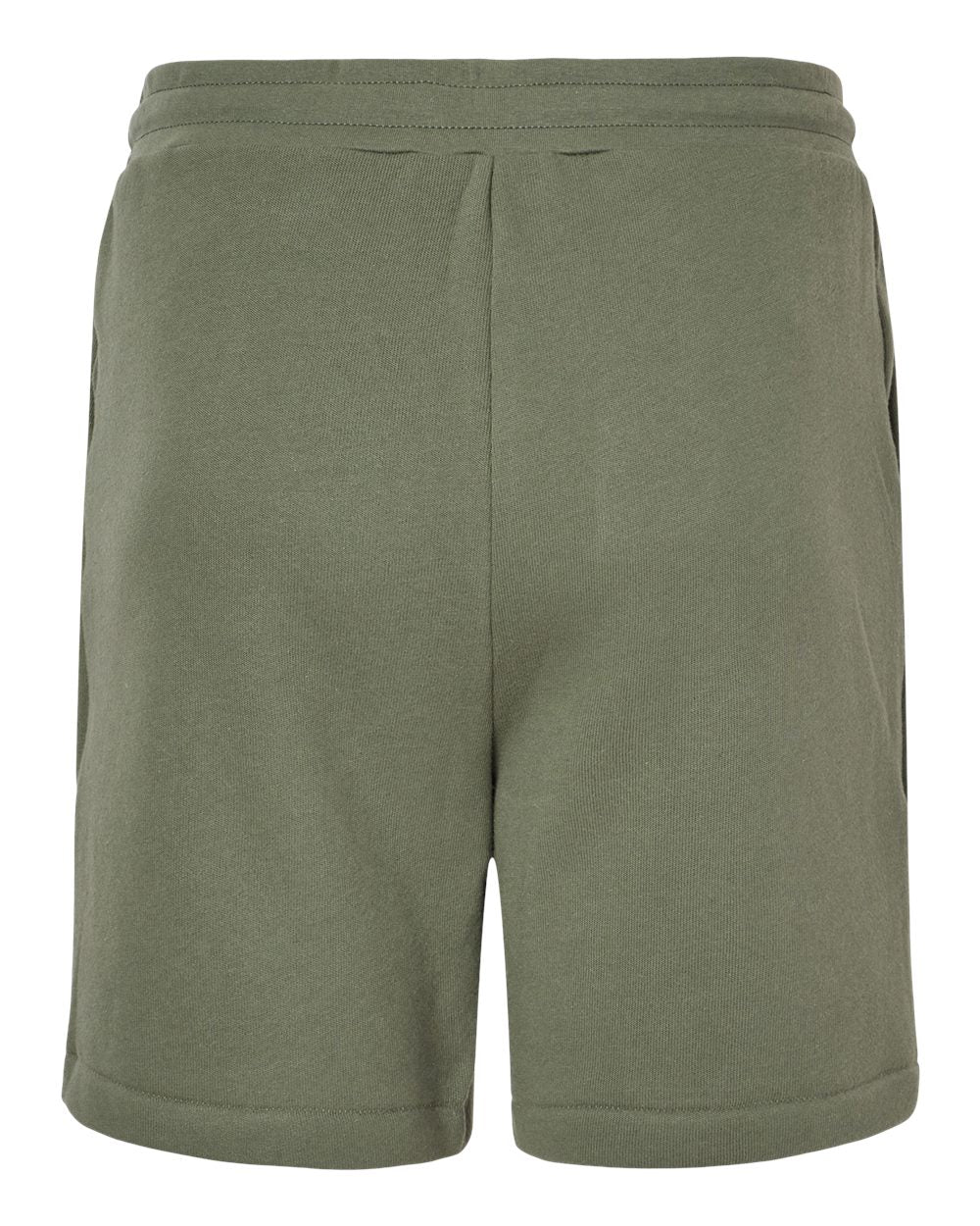 Rear View of Military Green Sponge Fleece Shorts - 3724