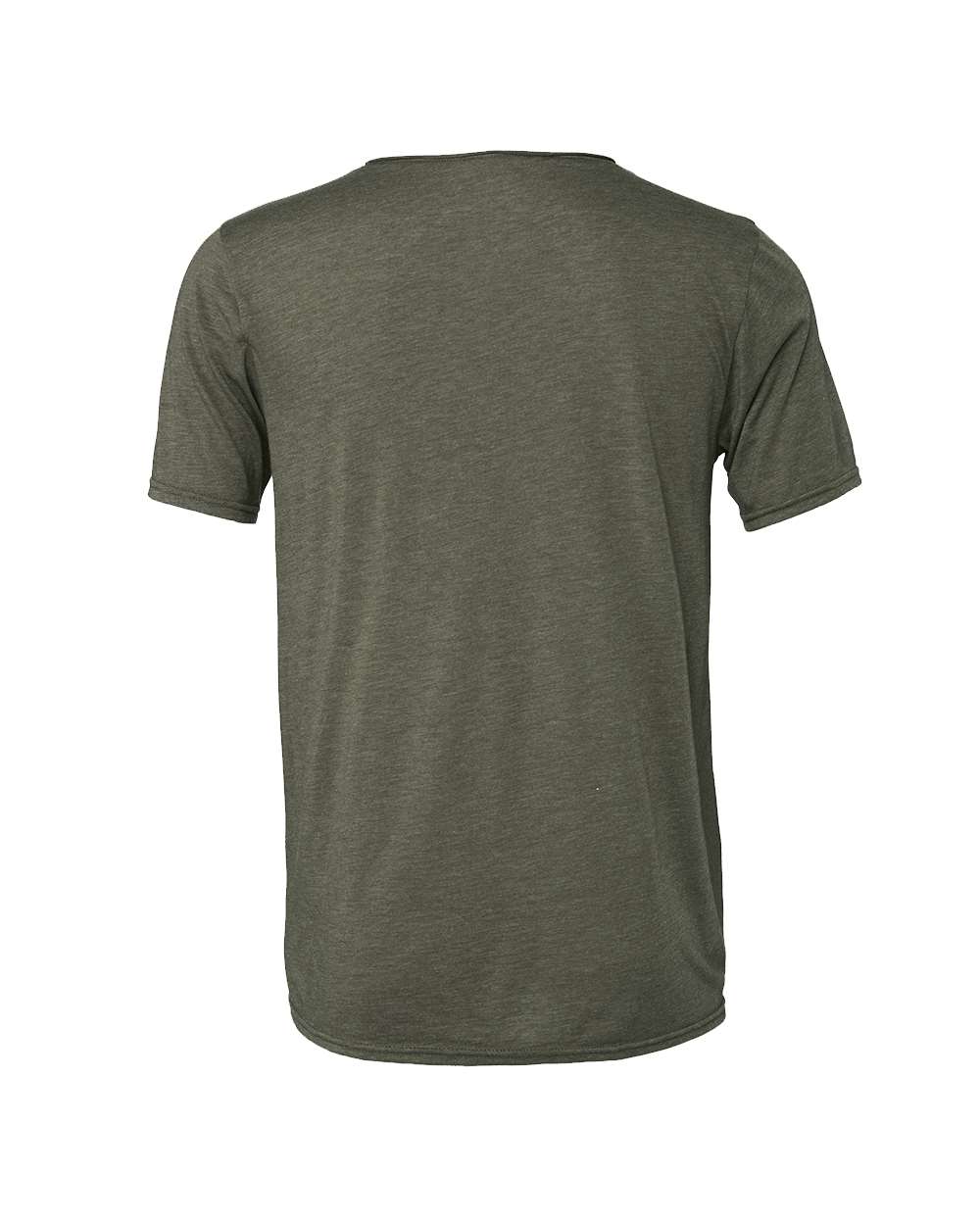 Rear View of Military Green Triblend FWD Fashion Triblend Raw Neck Tee - 3414