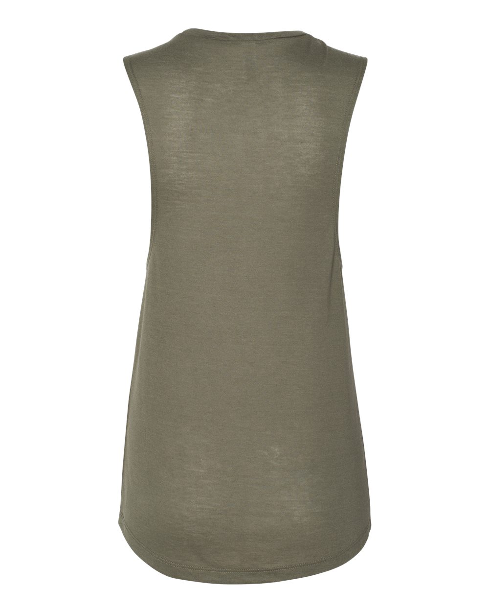Rear View of Military Green Women's Flowy Scoop Muscle Tank - 8803