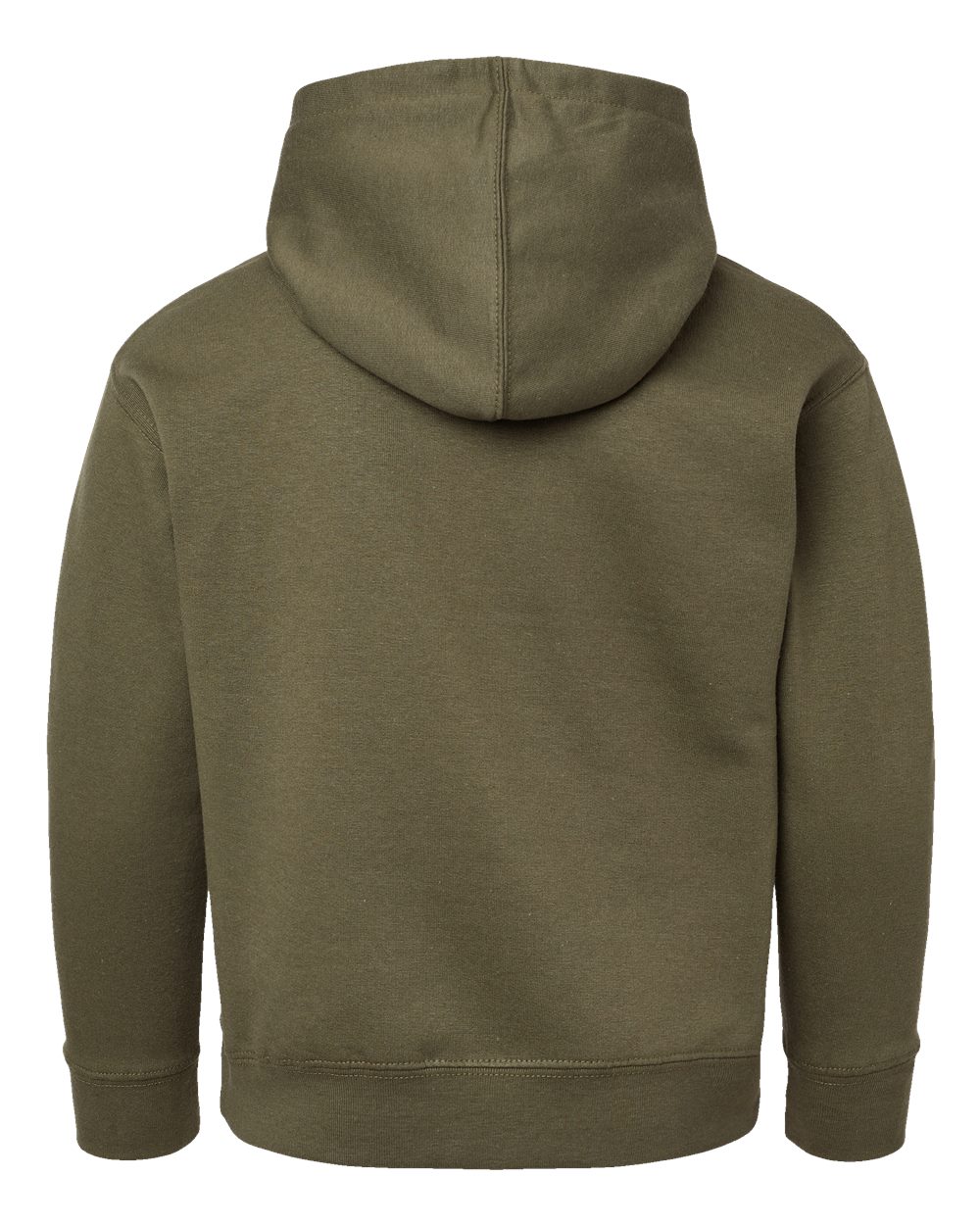 Rear View of Military Green Youth Fleece Hoodie - 2296