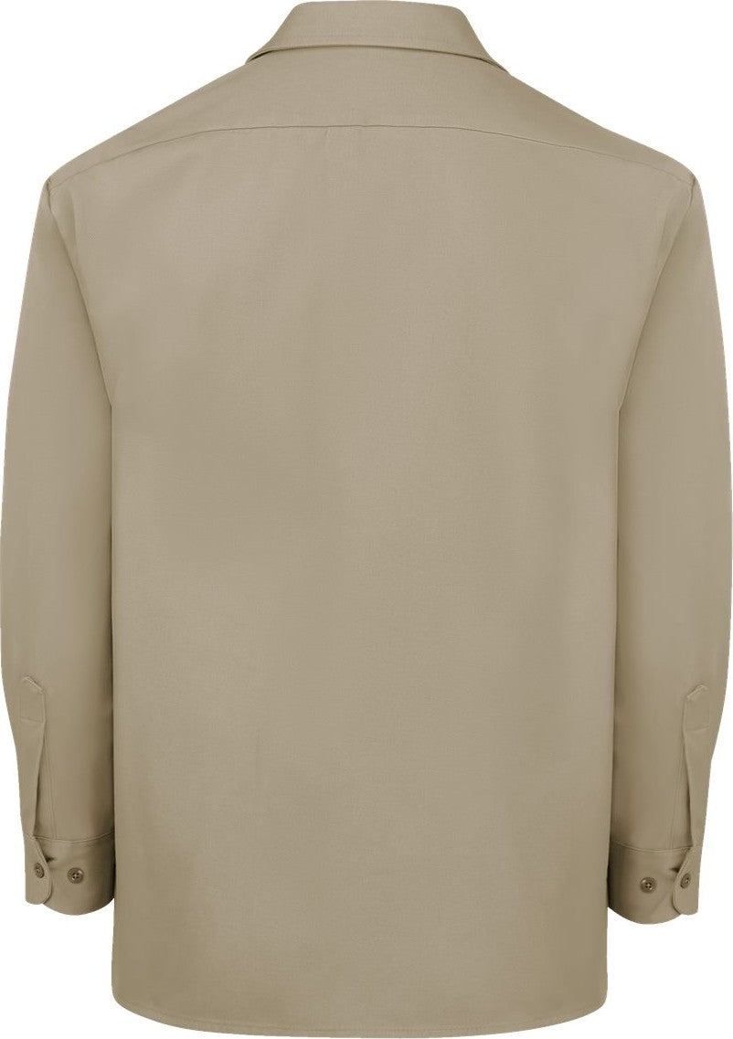 Rear View of Military Khaki Heavyweight Cotton Long Sleeve Shirt - 5549