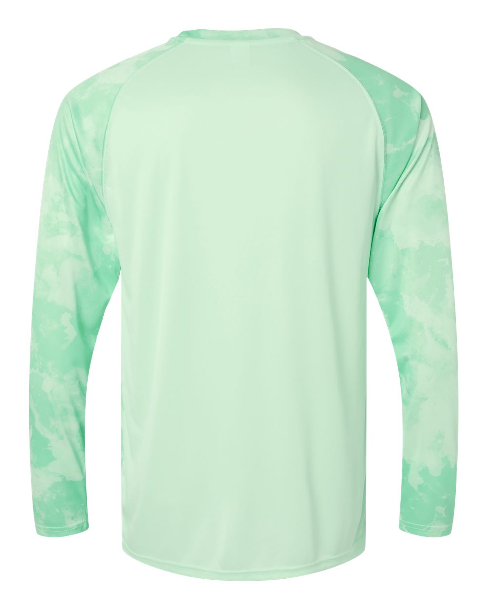 Front View of Mint Green Cabo Camo Performance Long Sleeve T-Shirt - 228
