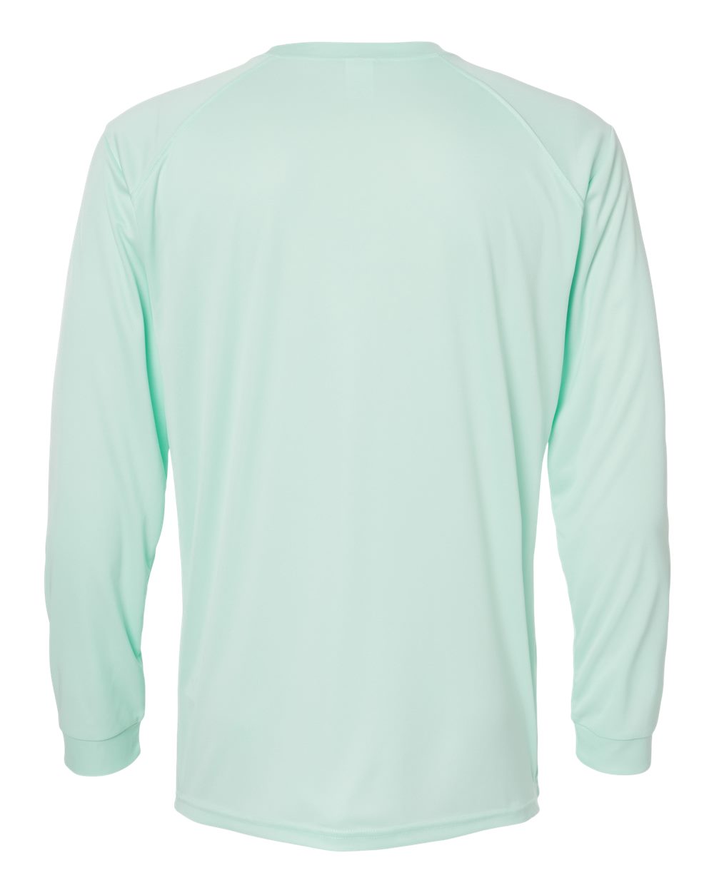 Rear View of Mint Green Long Islander Performance Long Sleeve T-Shirt - 210
