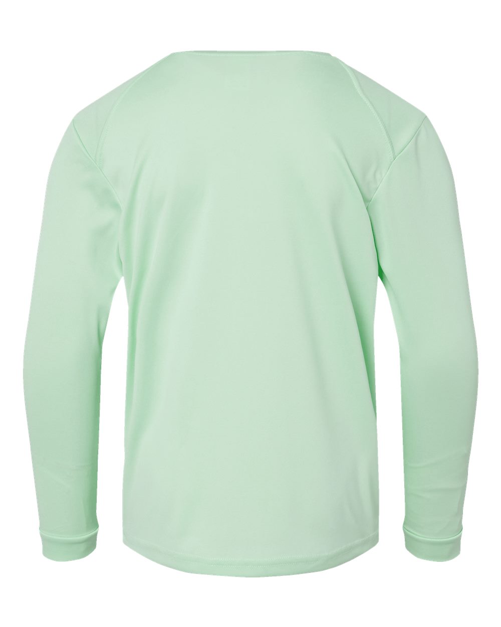 Front View of Mint Green Youth Long Islander Performance Long Sleeve T-Shirt - 218Y