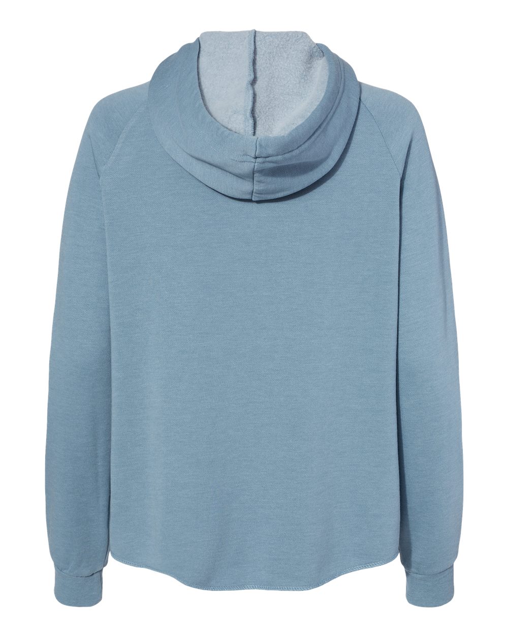 Rear View of Misty Blue Women's California Wave Wash Full-Zip Hooded Sweatshirt - PRM2500Z