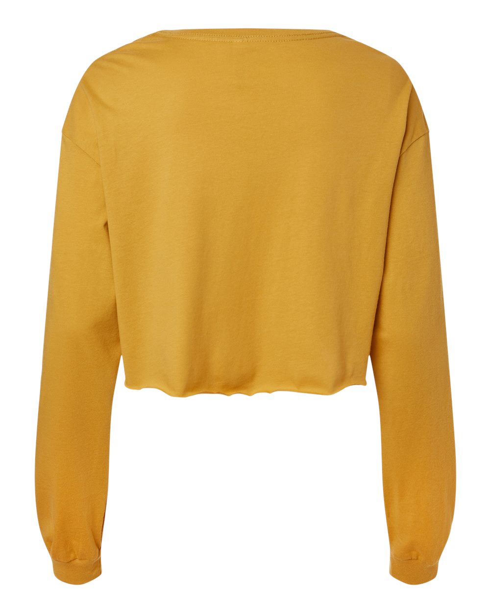 Rear View of Mustard FWD Fashion Women's Crop Long Sleeve Tee - 6501