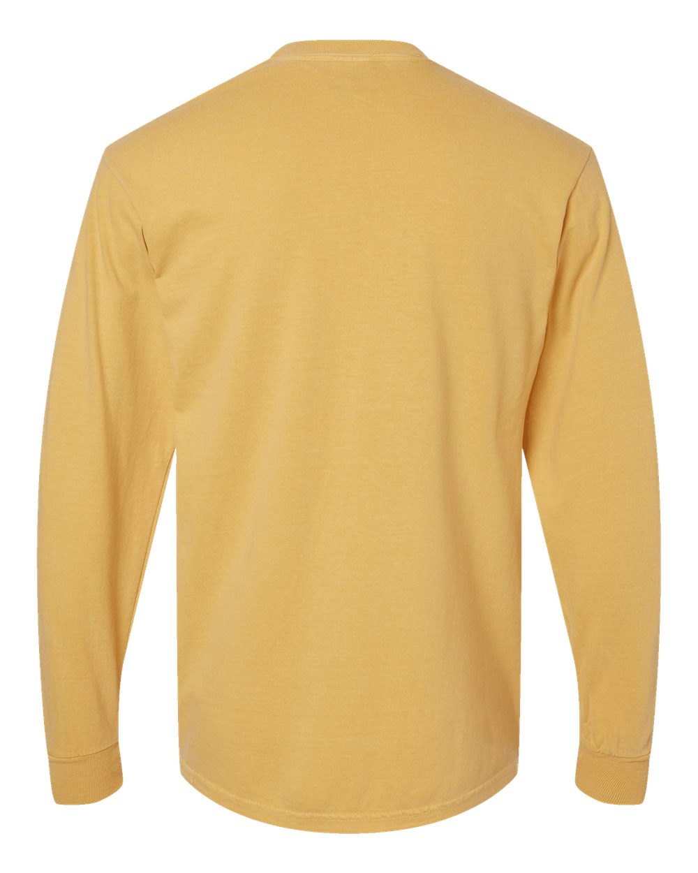 Rear View of Mustard Garment-Dyed Heavyweight Long Sleeve T-Shirt - 6014