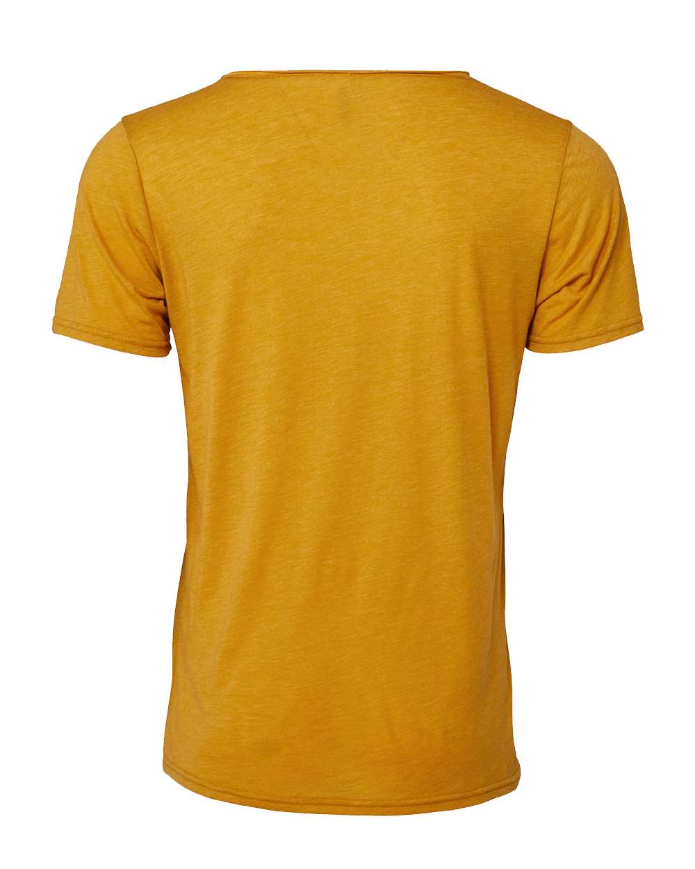 Rear View of Mustard Triblend FWD Fashion Triblend Raw Neck Tee - 3414
