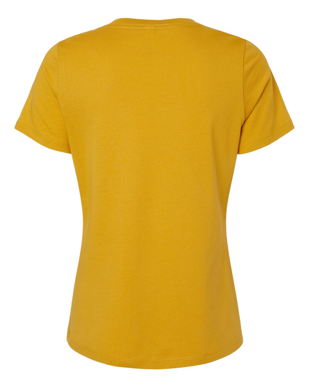 Rear View of Mustard Women’s Relaxed Jersey V-Neck Tee - 6405