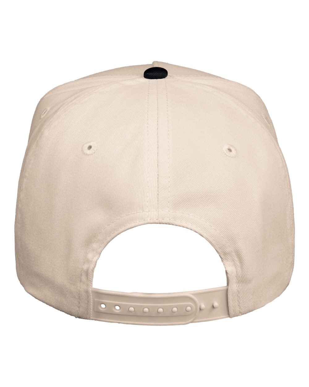 Front View of Natural/ Black Five-Panel Twill Cap - 8869